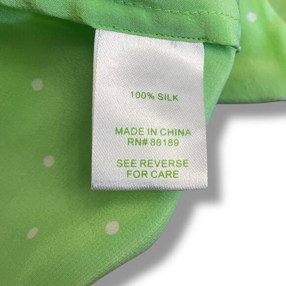 Lilly Pulitzer Silk Polka Dot Halter Top Green Ruffle Hem Medium M - Picture 6 of 8